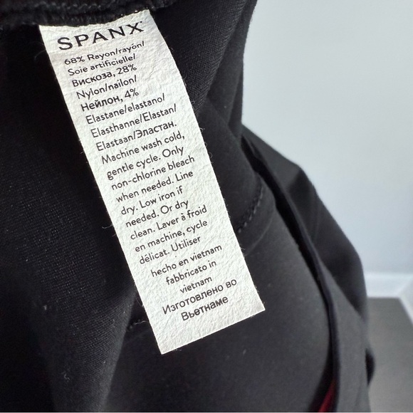 SPANX The Perfect Shaping Pant Jumpsuit L Black Flare Wide Leg Ponte Knit V-Neck - Picture 10 of 16